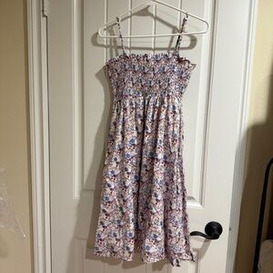 Smoked floral blue and purple mini dress